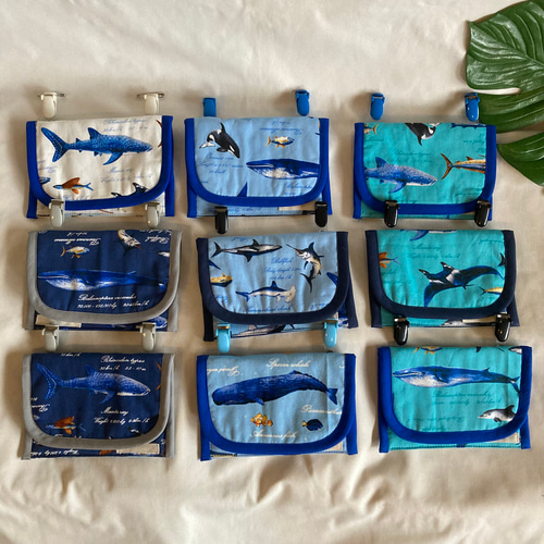 裏キルティン】移動ポケット☆47海の生き物水族館サメくじら☆マスク