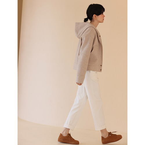 100%ウールショートコート フード付きショートジャケット