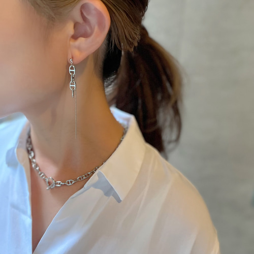 coco vanilla* シルバーデザインチェーンピアス(イヤリング)* ピアス