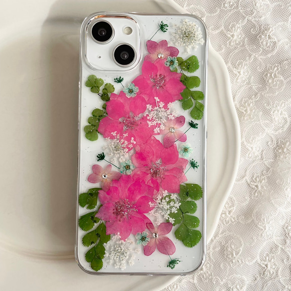 【ほぼ全機種対応スマホケース❁】押し花スマホケース NO.805 押し花＆レジン iPhone/Xperia他 2枚目の画像