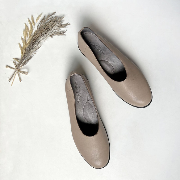 [日本製造] 防水輕盈柔軟山羊皮舒適鞋套穿米色 2020 第8張的照片