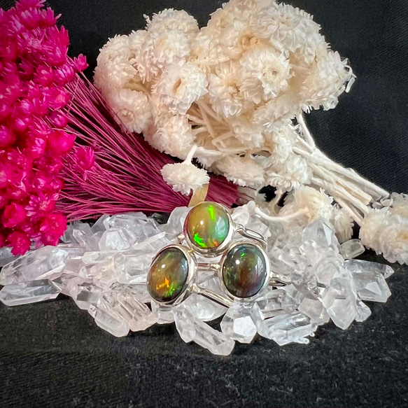 10月誕生石 エチオピア産ブラックオパール カボションカット 15号 SILVER925 指輪・リング 四十八茶百鼠 通販｜Creema