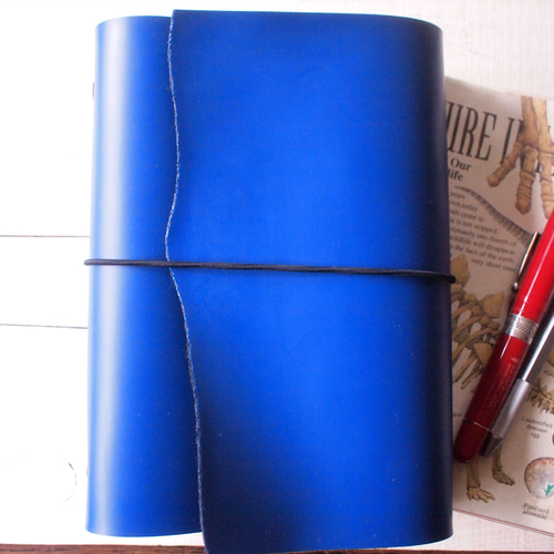 A5・6穴バインダー 艶なしロイヤルブルー 仕上げは相談の上 注!20穴.22  