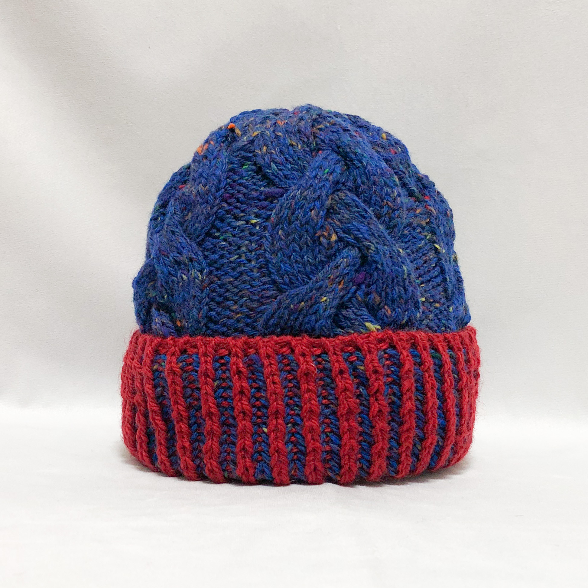 カラーネップの手編みニットキャップ［Blue Nep／ブルーネップ］ 冬小物 手編み帽子