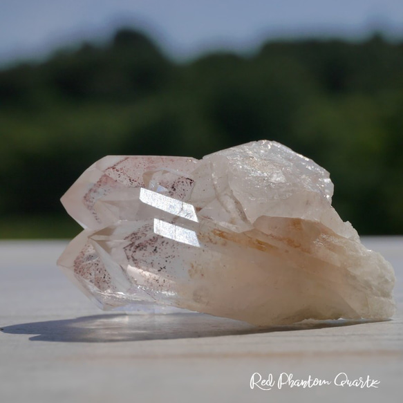 天然石レッドファントムクォーツ約18g約38mm(赤幻影水晶)赤富士水晶