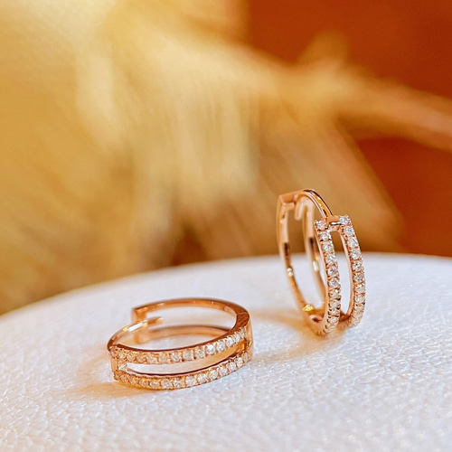 天然ダイヤモンド付きリングピアスk18 ピアス（フープ） パール大好き  