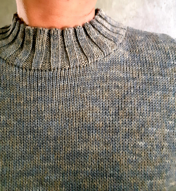 草木染 肘当て リネンセーター ユニセックス ニット・セーター