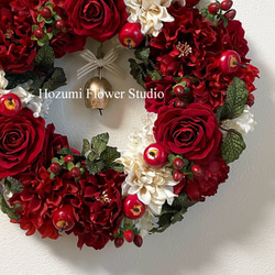 特大真っ赤なポインセチアのXmasスワッグD（約37×60センチ