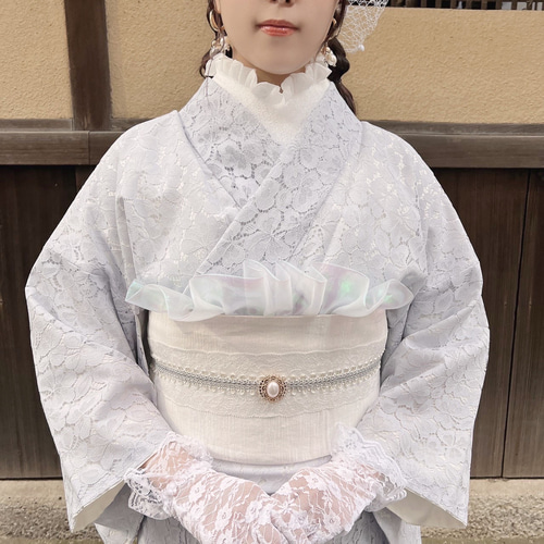 パールフリル重ね襟 前撮り 振袖 成人式 卒業式 袴 輝かしき