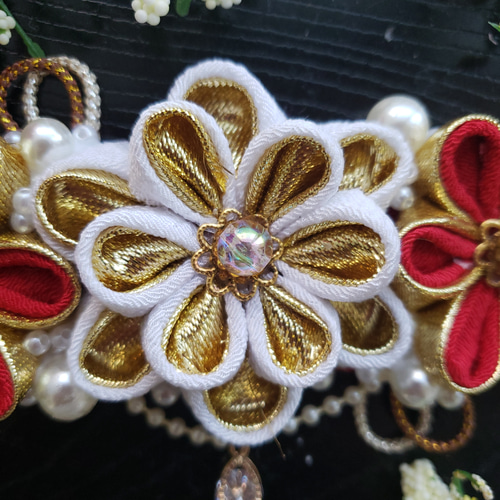 つまみ細工 帯留め 帯飾り 七五三 成人式 金 花魁 振り袖 着物 帯