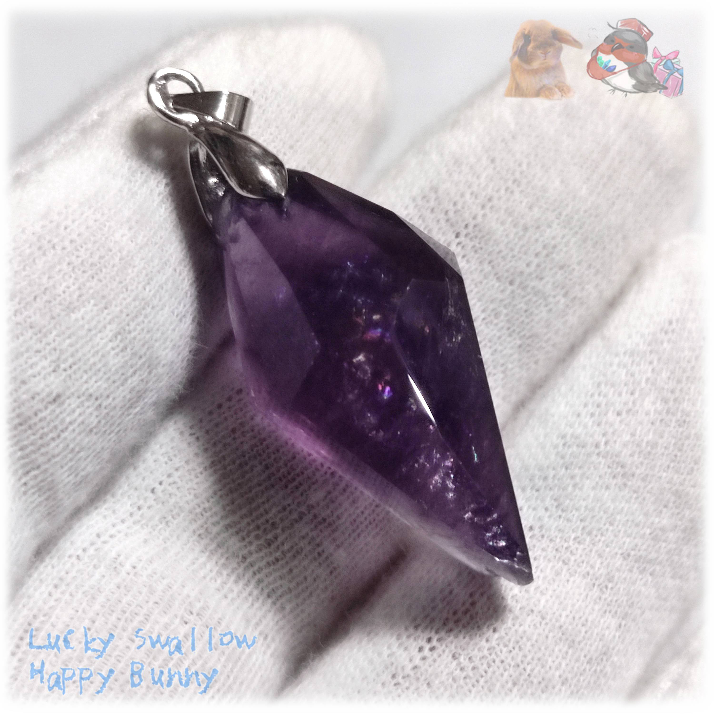 超希少 本物の アイリス パープルフローライト ロシア産 蛍石 ペンダント No.5254