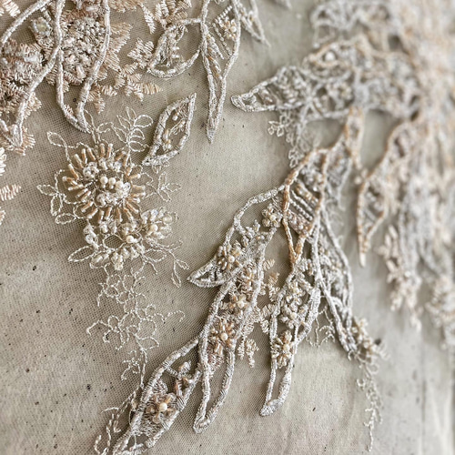 マイザーパース 刺繍編み込み 1800年代初期 イギリス メタルビーズ