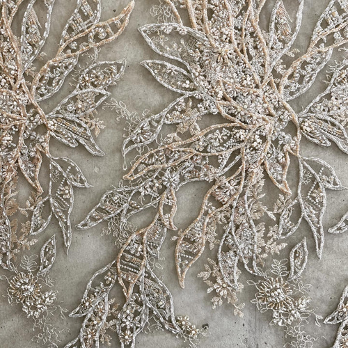 豪華ビーズ刺繍 レース生地 130cm幅×50cm L21008 生地 curve