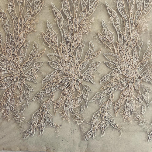 豪華ビーズ刺繍 レース生地 130cm幅×50cm L21008 生地 curve