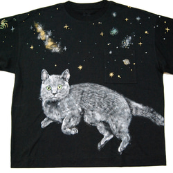 「耀き」　ペット　似顔絵 猫 Tシャツ　お好きなポーズ・写真で♪　リアル描写　綿　名入れ　プレゼント 1枚目の画像