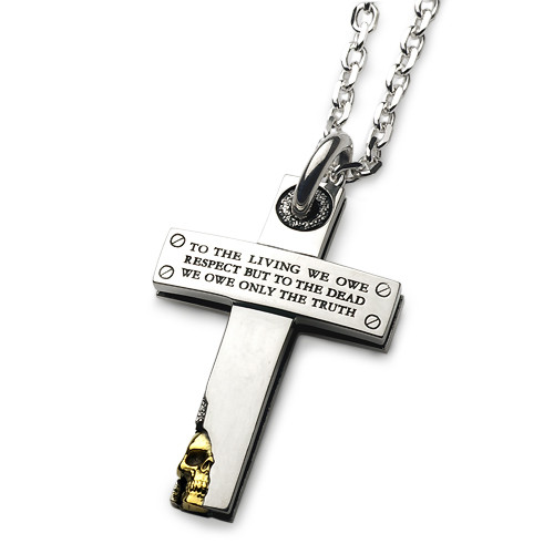 クロス メンズネックレス/シルバー925 k18/メンズアクセサリー/パンクロック スカル/男性へのプレゼント/f124