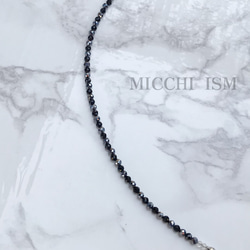 高級 ネックレス ブラックスピネル天然石 テラヘルツ鉱石 クリスタル シンプル 3mm玉 キラキラ 上品 高品質 流行り 3枚目の画像