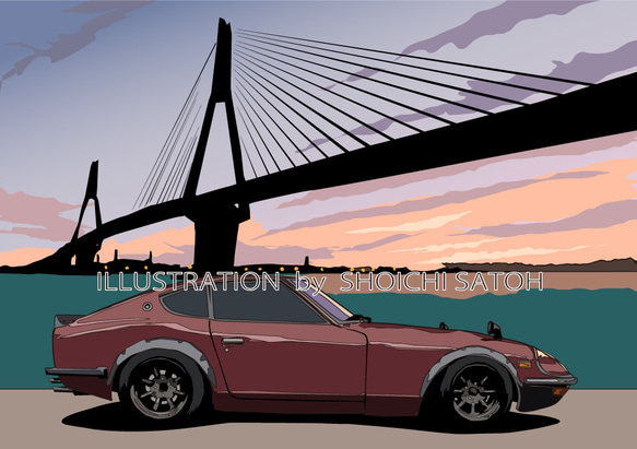 版画作品　横浜イラスト「Under the bridge」 フレーム これは