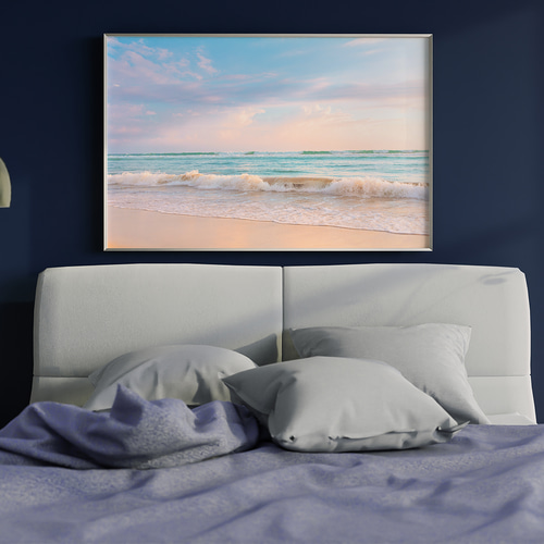 アートポスター ビーチ 海 サンセット パステルカラー 波 癒し
