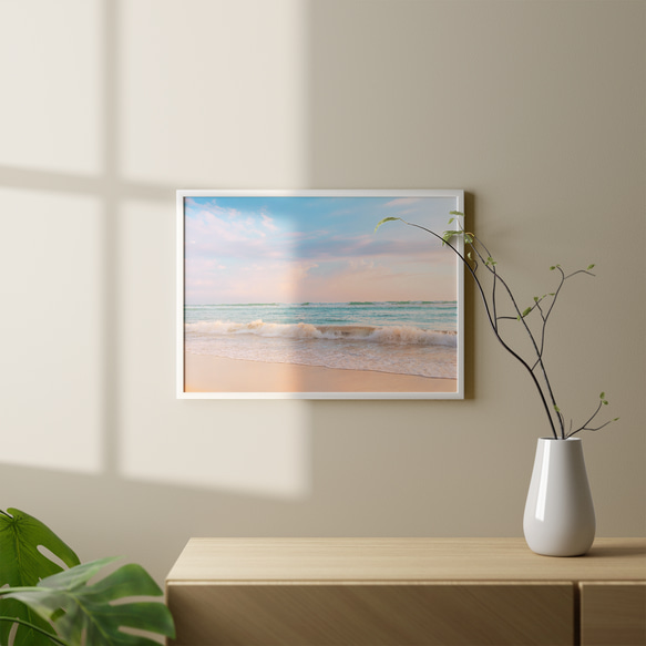 寧靜的海灘早晨-柔和的彩色海邊藝術室內海報外國藝術/4448 第2張的照片