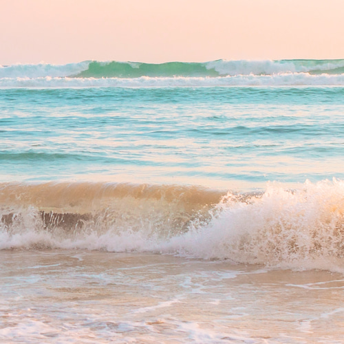 アートポスター ビーチ 海 サンセット パステルカラー 波 癒し
