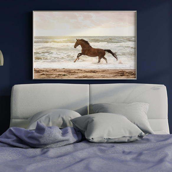 Ocean ビーチ 馬 horse running free / インテリアポスター 海外アート /4449 4枚目の画像