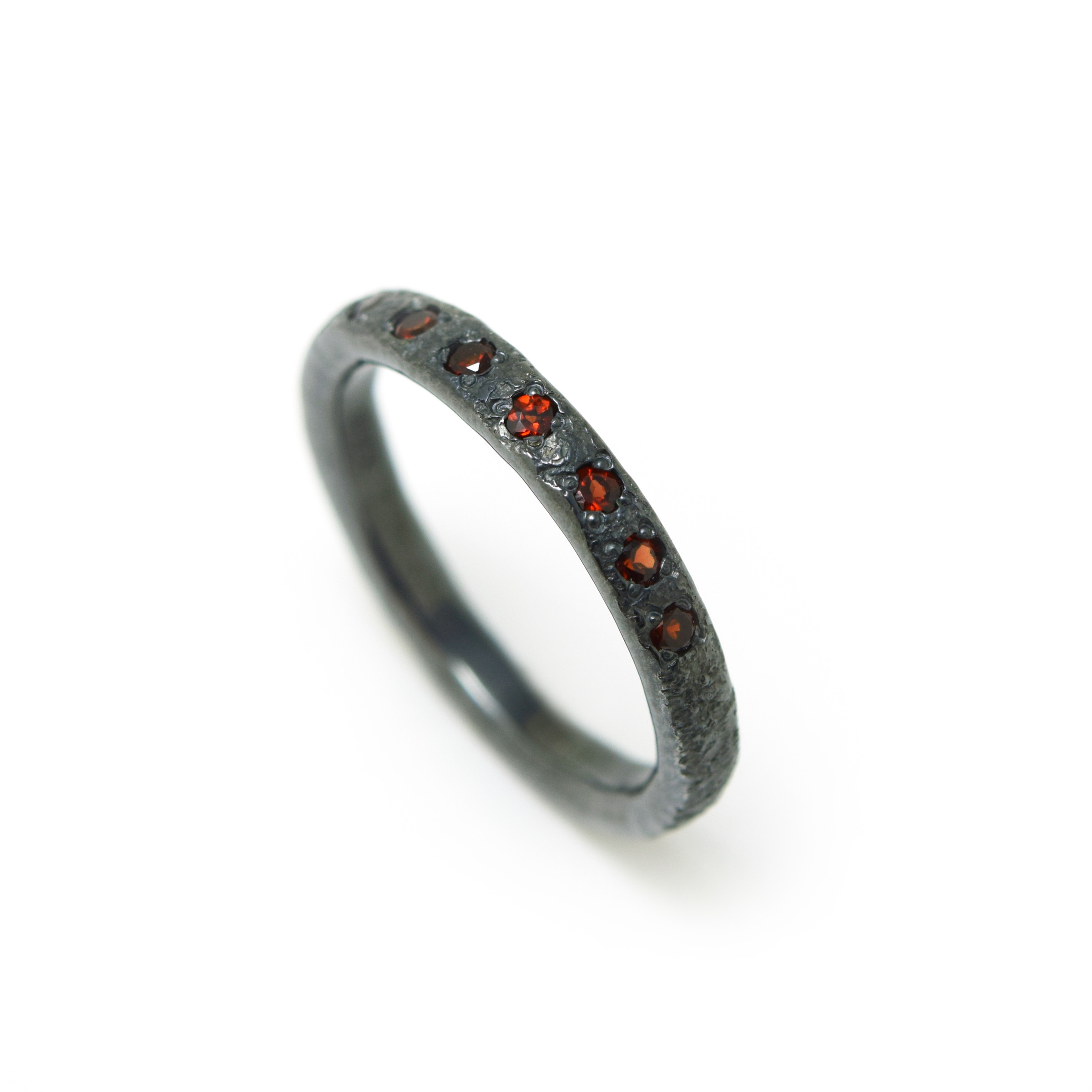 柘榴Ring ガーネット7石リング / 受注製作シルバーリング燻し