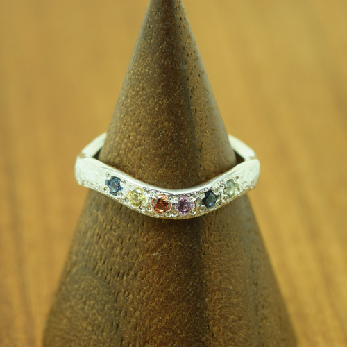 ren ring No.35 マルチカラーサファイア6石リング #7号 シルバー