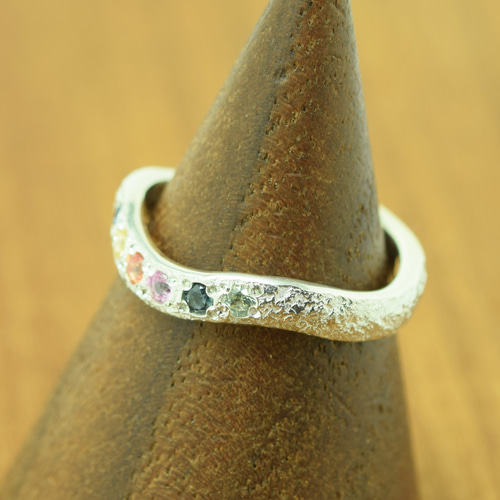ren ring No.35 マルチカラーサファイア6石リング #7号 シルバー
