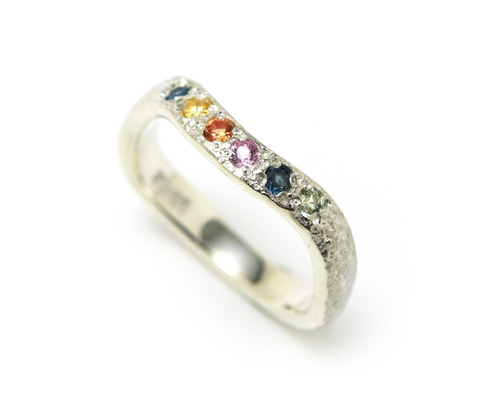 ren ring No.35 マルチカラーサファイア6石リング #7号 シルバー