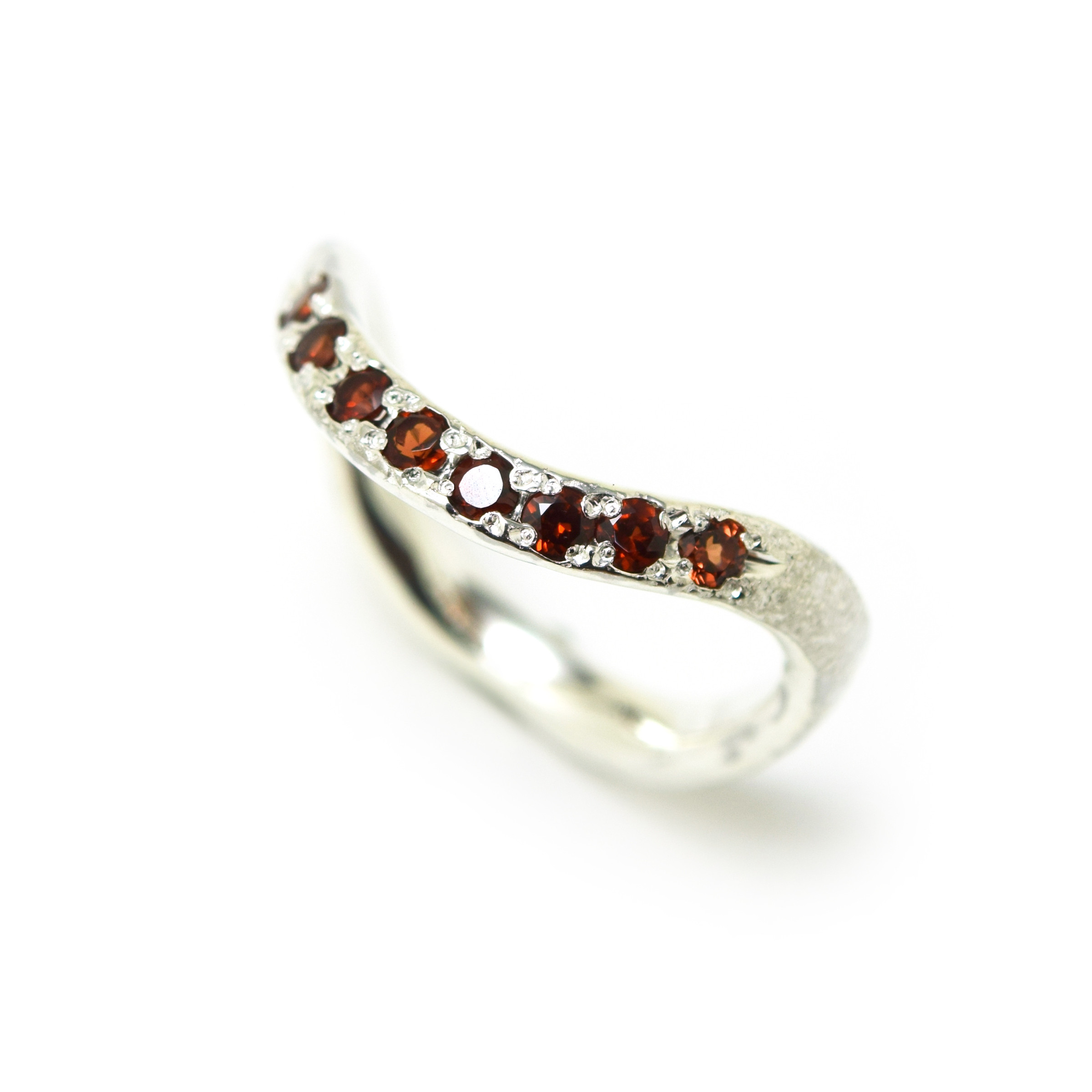 ren ring No.44 「柘榴」ガーネット8石リング　#11号　シルバー