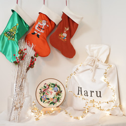 サンタの袋 SANTA SACK 刺繍名入れ クリスマス オーダーメイド かばん おしゃれ ギフト包装 サンタクロース 6枚目の画像