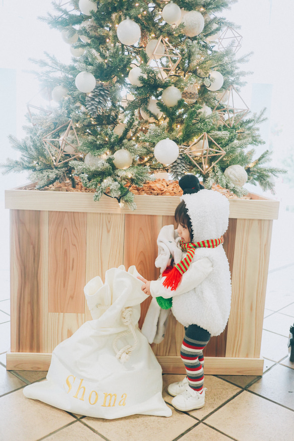 サンタの袋 SANTA SACK 刺繍名入れ クリスマス オーダーメイド かばん おしゃれ ギフト包装 サンタクロース 3枚目の画像