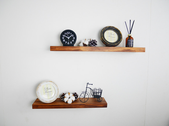 サイズオーダー専用 w ブラウン　フローティングシェルフ　ウォールシェルフ キッチン　飾り棚 神棚 棚受け 納期2週間〜 3枚目の画像