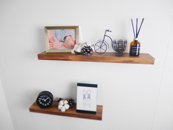 サイズオーダー専用 w ブラウン　フローティングシェルフ　ウォールシェルフ キッチン　飾り棚 神棚 棚受け 納期2週間〜 7枚目の画像