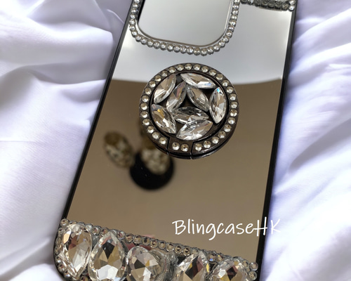 送料無料 ブリング ラインストーン ミラーケース スマホスタンド