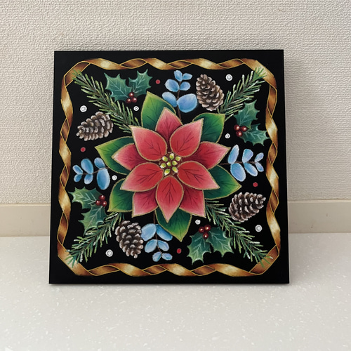 ポインセチア（受注制作）✨チョークアート・原画 絵画 にじいろ