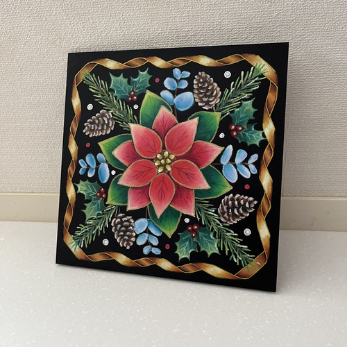 【絵画】ボタニカルアート　「ポインセチア」原画 絵画】ボタニカルアート 「ポインセチア」原画 絵画】ボタニカルアート