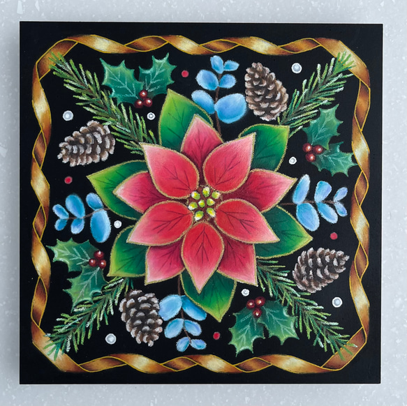 絵画】ボタニカルアート「ポインセチア」原画