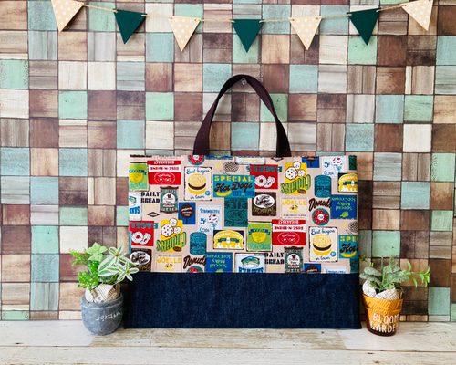 アメリカン ☆ハンバーガー レッスンバッグ ハンドメイド アメリカン ☆ハンバーガー レッスンバッグ ハンドメイド アメリカン