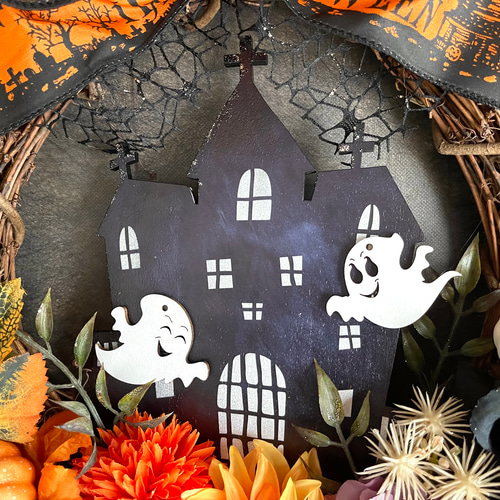 No.wreath-15489/ハロウィンリース22-(26) オバケ45x48cm