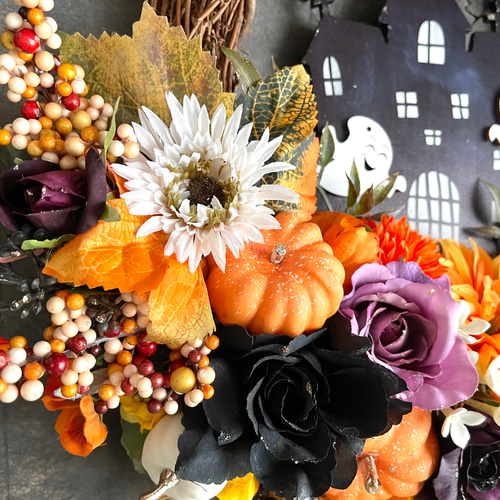 No.wreath-15489/ハロウィンリース22-(26) オバケ45x48cm