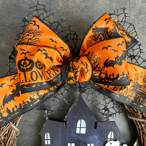 No.wreath-15489/ハロウィンリース22-(26) オバケ45x48cm/アーティ