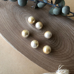 グレー×キスカハニーコットンパール　＊サージカルステンレスピアス　樹脂/チタン/k14gf/イエロー/黄色 7枚目の画像