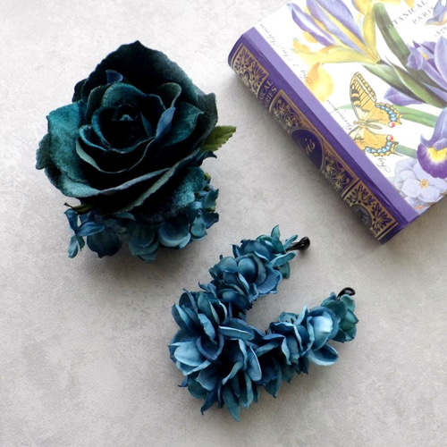 限定数】大きな薔薇 フラワーコサージュ □ Limited □ ベロア素材 