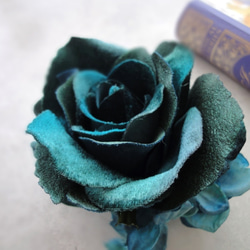 【限定数】大きな薔薇 フラワーコサージュ ■ Limited ■ ベロア素材 ブルーグリーン 7枚目の画像