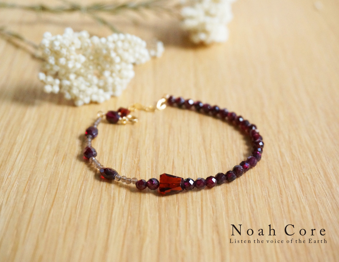 インド産ガーネットのブレスレット_14KGF