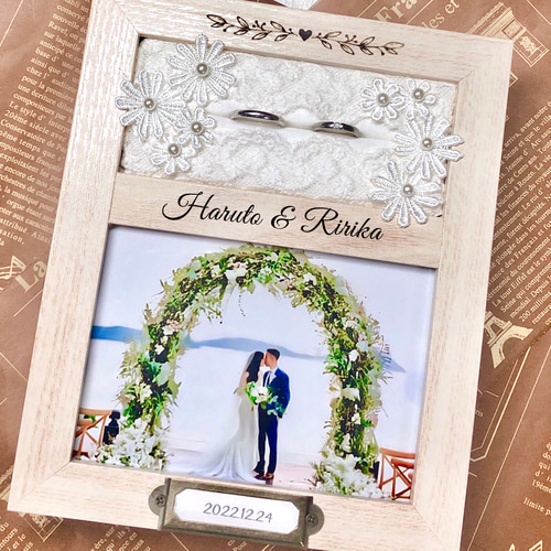 飾れるリングピロー】名入れフォトフレーム ウエディング リングケース