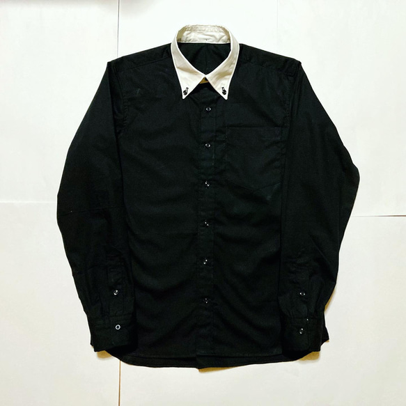 [Men's]  サイズ指定可☆ブラック×ホワイト☆白襟黒シャツ　メンズ 3枚目の画像