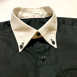 [Men's]  サイズ指定可☆ブラック×ホワイト☆白襟黒シャツ　メンズ 5枚目の画像